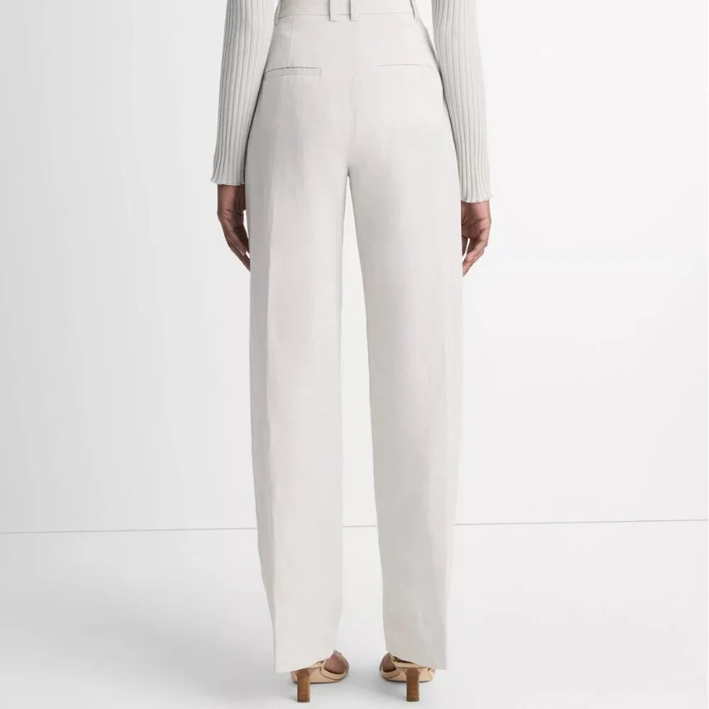Vince High Waist Tailored Wide Leg Trouser Pants Cotton Rayon Linen 14 NWT - Picture 4 of 4
